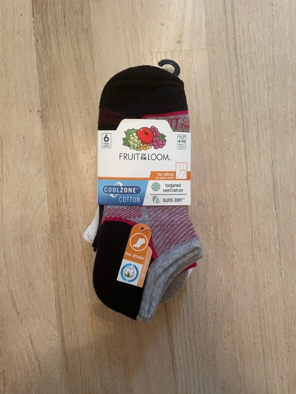NEW Fruit of the Loom Women's CoolZone Cotton Lightweight No Show Socks (6 pair)